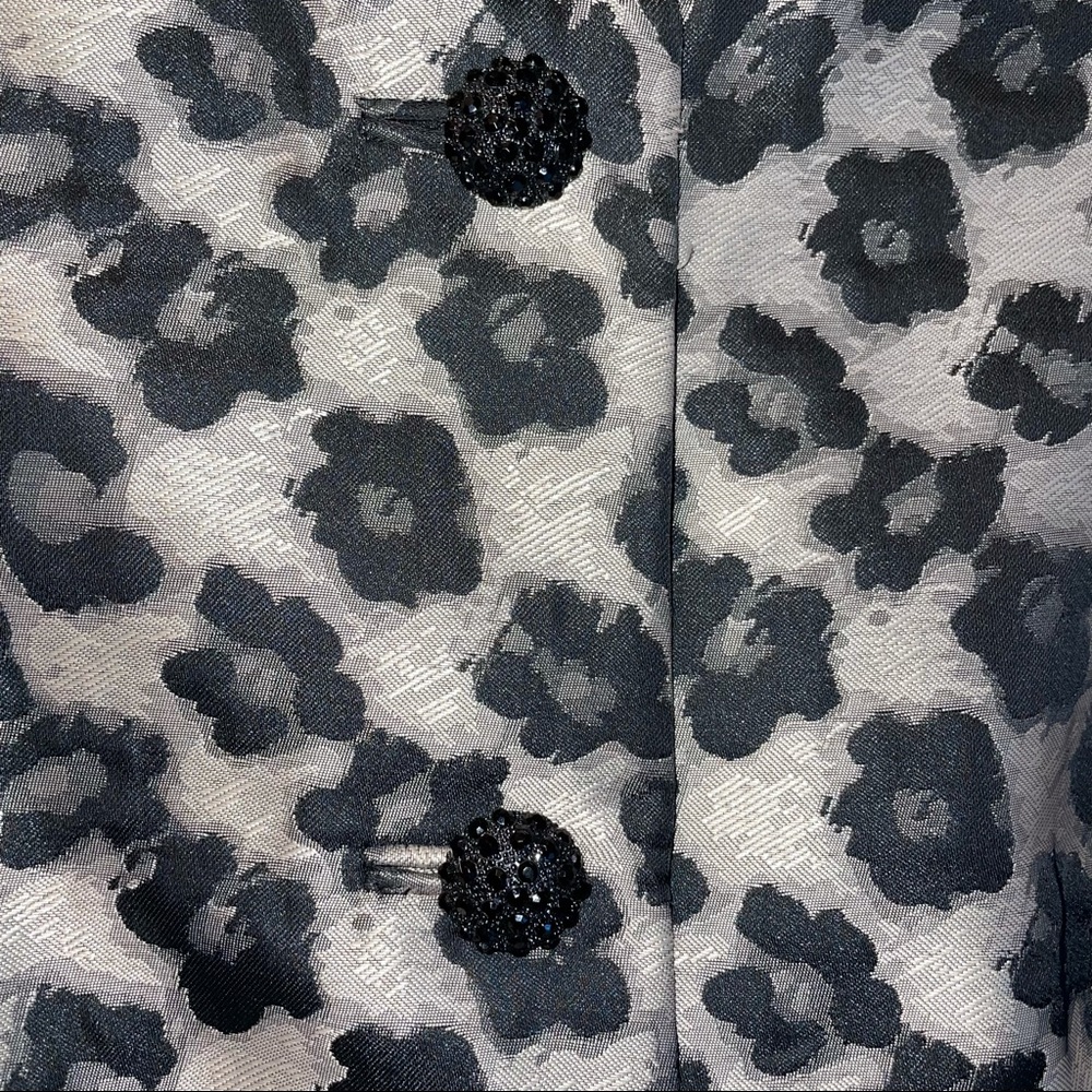 Albert Nipon Black Gold Abstract Floral Rhinestone Button Front Jacket Blazer - Picture 4 of 9